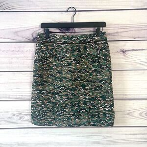 Anthropologie Edme & Esyllte Green Mountain Pattern Velvet Pencil Skirt